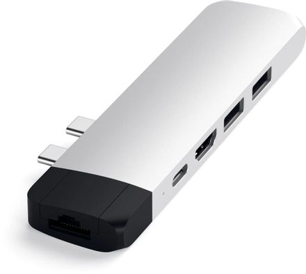 Порт-репликатор SATECHI ST-TCPHES, 2x USB Type-C, 1хHDMI, 1хRJ-45, 1хUSB Type-C, 2хUSB 3.0, серебристый