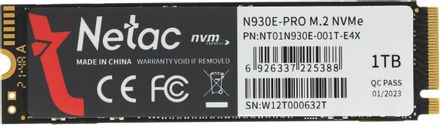 1ТБ SSD накопитель NETAC N930E Pro NT01N930E-001T-E4X M.2 2280, PCIe 3.0 x4, NVMe, M.2