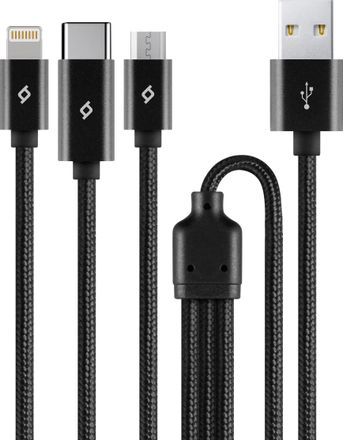 Кабель TTEC 2DK39S,  Lightning (m)/USB Type-C (m)/micro USB (m) -  USB (m),  1м,  MFI,  2.1A,  черный