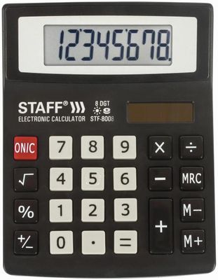 Калькулятор STAFF STF-8008,  8-разрядный, черный
