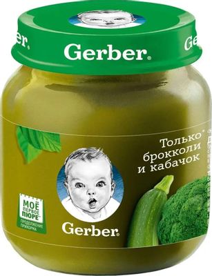 Обзор товара пюре GERBER овощное, Только брокколи и кабачок, с 4 ...