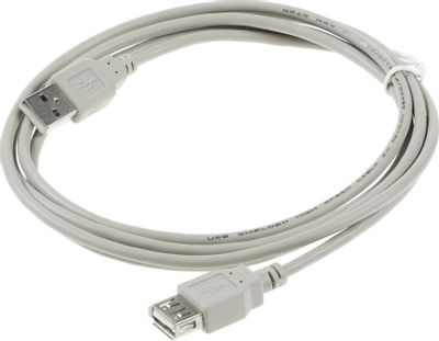 Кабель-удлинитель USB2.0  USB A(m) -  USB A(f),  1.8м,  серый