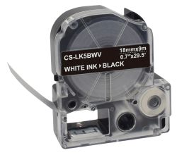 Картридж Cactus CS-LK5BWV, 18мм,  белый шрифт, черный фон,  9м