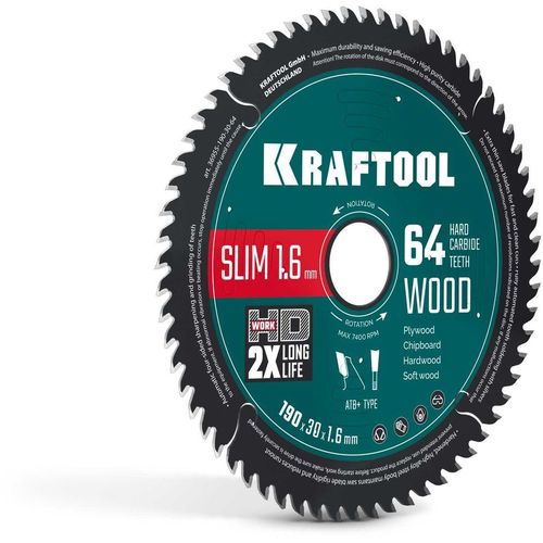 Пильный диск Kraftool 36955-190-30-64, 190мм, 30мм, по дереву