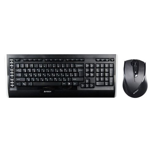 Комплект (клавиатура+мышь) A4TECH 9300F, USB, беспроводной, черный