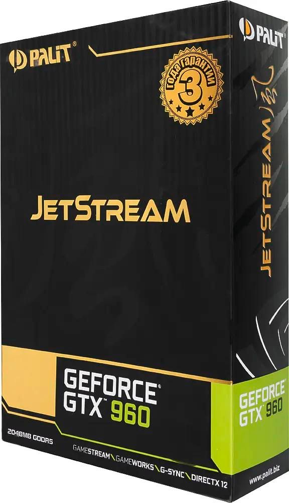Palit NVIDIA GeForce GTX 960 PA-GTX960 JETSTREAM 2G 2ГБ GDDR5, Ret