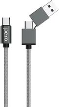 Изображение товара Кабель PERO DC-07 USB Type-C (m) - USB (m)/USB Type-C (m) серый