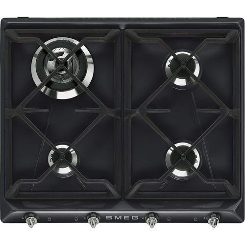 Газовая варочная панель SMEG Victoria SR964NGH, 4 конфорки, эмалированная сталь, черный