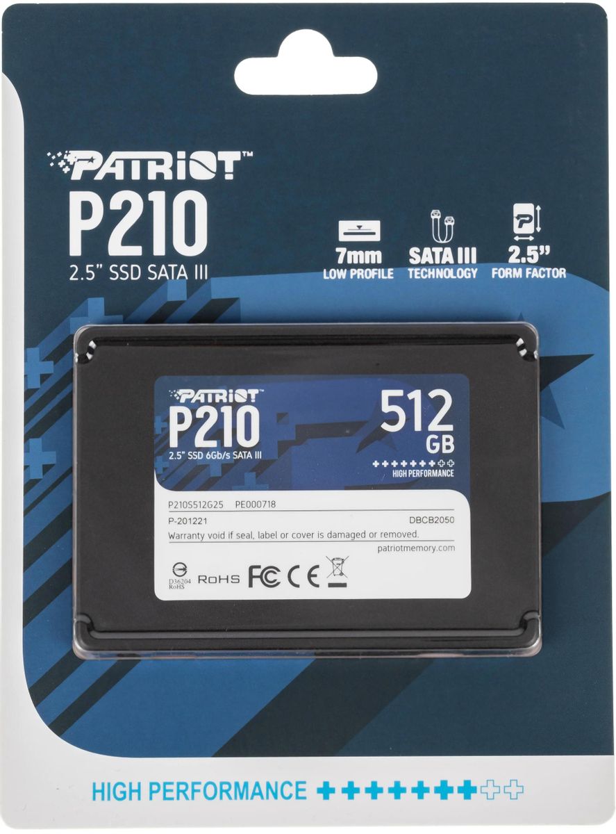 Patriot P210 512GB Internal SSD - SATA 3 2.5 - Solid State Drive -  P210S512G25