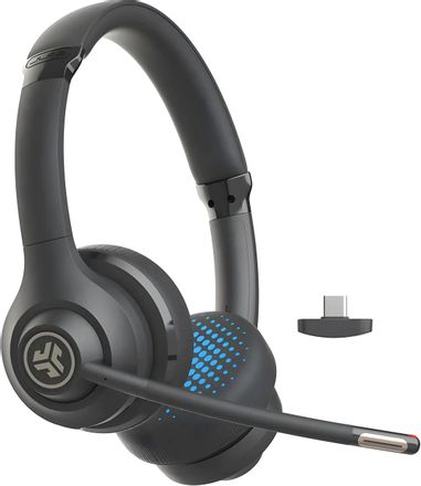 Гарнитура JLAB Go Work Gen2,  для компьютера/мобильных устройств, накладные,  Bluetooth, черный  / голубой [hbgoworkrblk4]