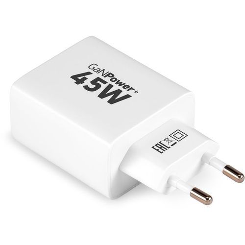 Сетевое зарядное устройство Digma DPW4A, USB-A, USB-C, 45Вт, 3A, белый [dpw4a5gx11wh]