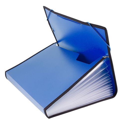 Портфель Бюрократ -BPR13LBLUE, 13 отд., A4, с окантовкой, пластик, 0.7мм, синий 18 шт./кор.
