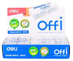 Ластик Deli Offi EH03110, 60x24x12мм , ПВХ, белый