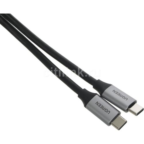 Кабель UGREEN US161, USB Type-C (m) - USB Type-C (m), 1.5м, 3A, серый / черный [50751]