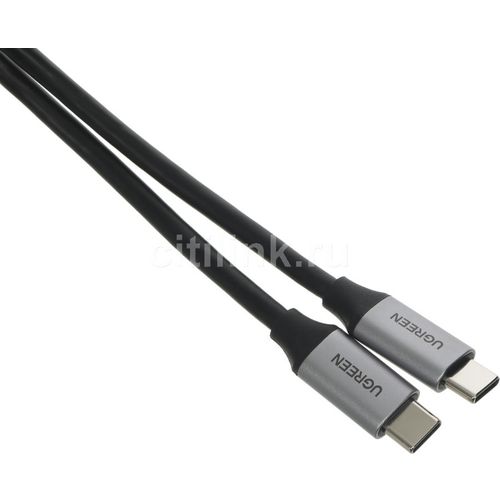 Кабель UGREEN US161, USB Type-C (m) — USB Type-C (m), 1.5м, 3A, серый / черный [50751]