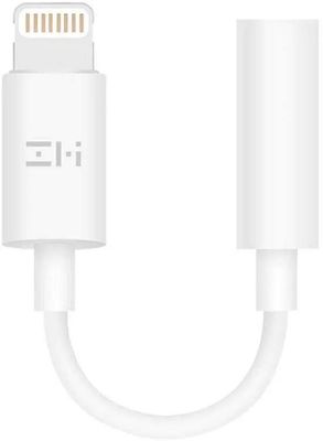 Переходник Xiaomi ZMI AL810, Lightning (m) - Jack 3.5 (m), 0.06м, белый ...