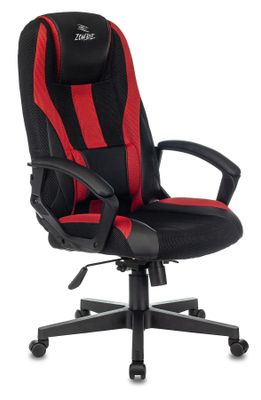 Кресло игровое ZOMBIE 9, на колесиках, ткань/экокожа, черный/красный [zombie 9 red]