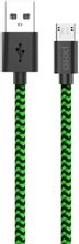 Изображение товара Кабель PERO DC-04 micro USB - USB в оплетке зеленый черный 3 мес. гарантия