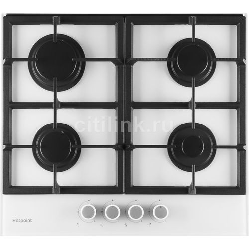 Газовая варочная панель HOTPOINT HG 61F/WH, 4 конфорки, закаленное стекло, белый