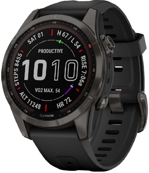 Смарт-часы Garmin Fenix 7S Sapphire Solar,  40мм,  1.2",  черный / черный [010-02539-25]