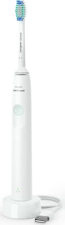 Электрическая зубная щетка Philips Sonicare 1100 HX3641/01, насадки для щётки: 1 шт, цвет: белый и зеленый