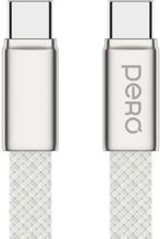 Изображение товара Кабель PERO DC18,  USB Type-C (m) -  USB Type-C (m),  1.5м,  плоский,  3A,  серебристый [prdc-18ccwh]