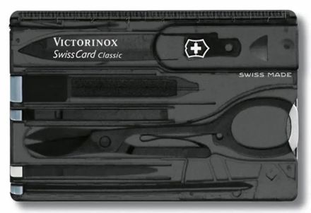 Швейцарская карта Victorinox SwissCard Classic, черный полупрозрачный, коробка подарочная [0.7133.t3]