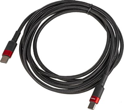 Кабель  Power Delivery 100W,  USB Type-C (m) -  USB Type-C (m),  2м,  в оплетке,  5A,  черный / красный