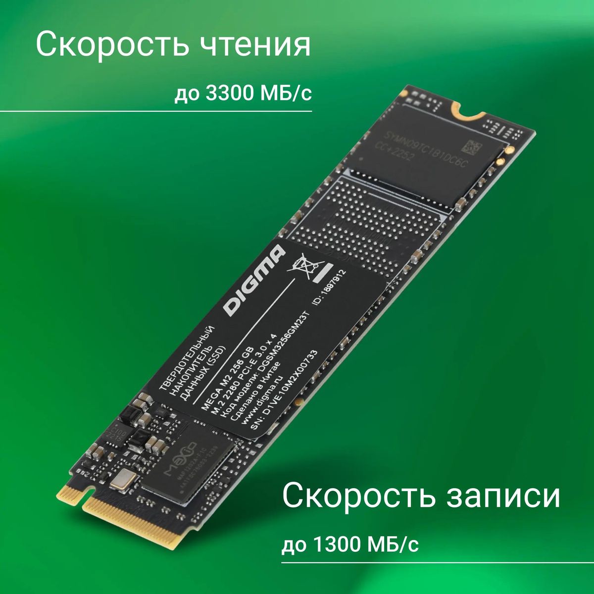 SSD накопитель Digma Mega M2 DGSM3256GM23T 256ГБ