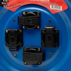 Удлинитель силовой REDVERG MA-299, розеток 4шт, 3x2.5 кв.мм, 16A, 50м, КГ, катушка металлическая, черный