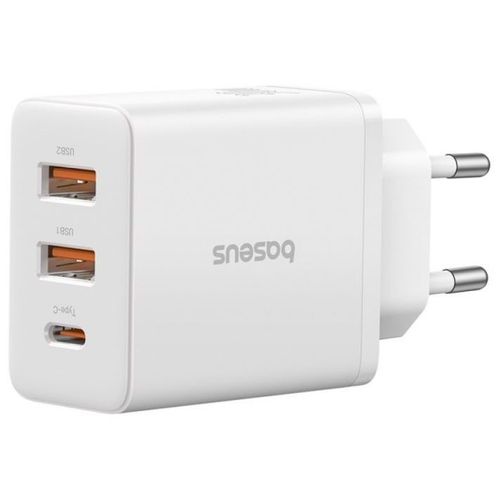 Сетевое зарядное устройство BASEUS P10111402213-00, 2xUSB-A, USB-C, 30Вт, 3A, белый