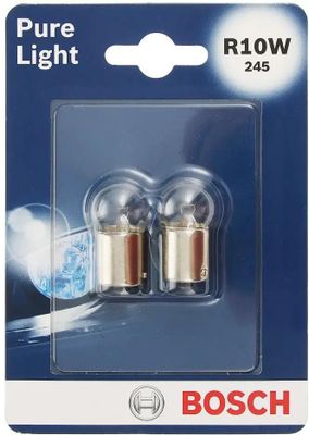 BOSCH Лампа накаливания PURE LIGHT R10W [12V 10W] BA15s (Блистер из 2-х ламп)