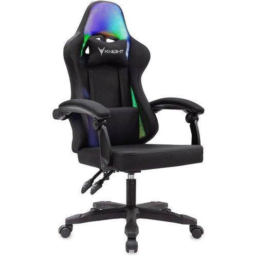 Кресло игровое KNIGHT Волк РГБ (Wolf RGB), ткань, до 120кг, шарнирные подлокотники, черный