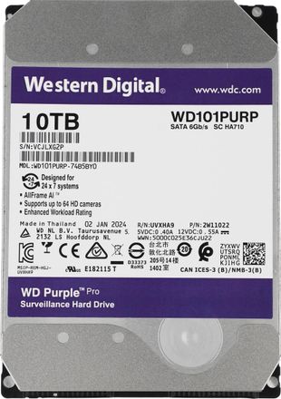 10ТБ Жесткий диск WD Purple Pro WD101PURP, SATA III, 3.5