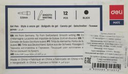 Deli Mate EQ10520 корп.прозрачный d=0.5мм чернила черный сменный стержень резин. манжета