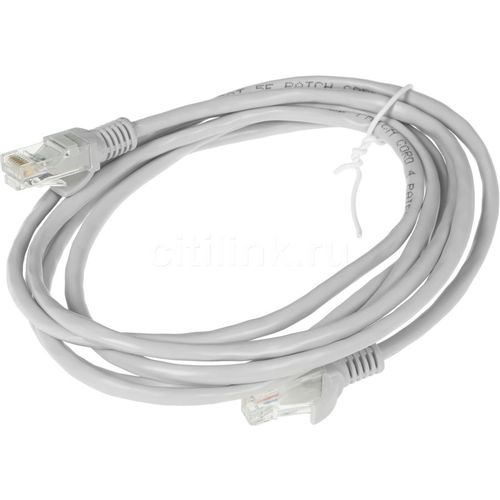 Патч-корд CABLEXPERT PP12-2M литой (molded), UTP, кат.5E, 2м, 4 пары, 26AWG, медь, многожильный, серый
