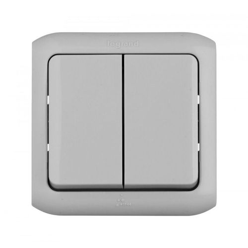 Выключатель Legrand Quteo 2-клавишный, IP44, серый [782332]