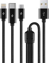 Изображение товара Кабель TTEC 2DK39S, Lightning (m)/USB Type-C (m)/micro USB (m) - USB (m), 1м, MFI, 2.1A, черный Изображение товара Кабель TTEC 2DK39S, Lightning (m)/USB Type-C (m)/micro USB (m) - USB (m), 1м, MFI, 2.1A, черный