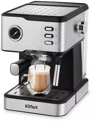 Кофеварка KitFort КТ-7103,  рожковая,  серебристый