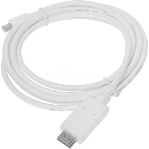 Кабель-переходник аудио-видео 1.2v, miniDisplayport (m) - HDMI (m), 2м, белый