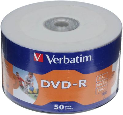 Оптический диск DVD-R Verbatim 4.7ГБ 16x, 50шт., bulk, printable