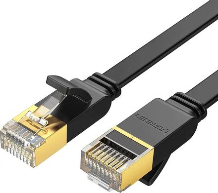 Патч-корд UGREEN NW106 литой (molded), FTP, кат.7, 10м, 4 пары, 32AWG, медь, многожильный, черный