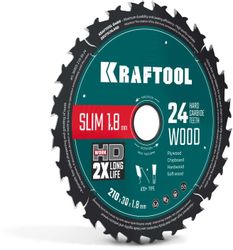 Пильный диск Kraftool 36955-210-30-24,  210мм, по дереву