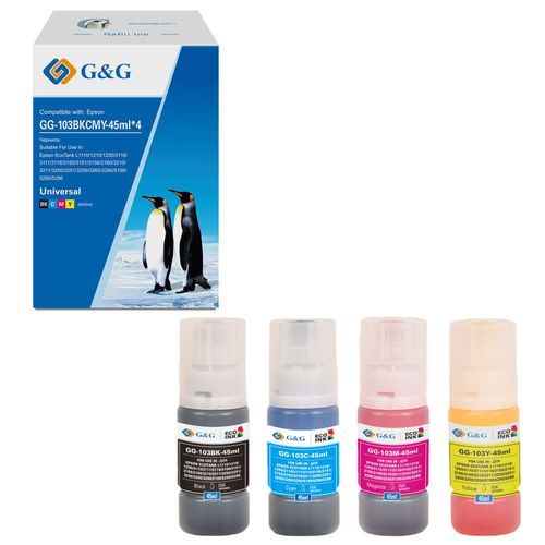 Чернила G&G GG-103BKCMY-45ml*4 103BKCMY, для Epson, 45мл, /пурпурный//