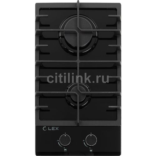 Газовая варочная панель LEX GVG 321 BL, 2 конфорки, закаленное стекло, черный