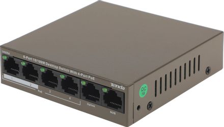 Коммутатор TENDA TEF1106P-4-63W, неуправляемый, 6 RJ-45, 10/100 Мбит/с