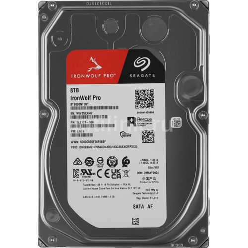 Жесткий диск Seagate Ironwolf Pro ST8000NT001, 8ТБ, HDD, SATA III, 3.5″, 7200об/мин