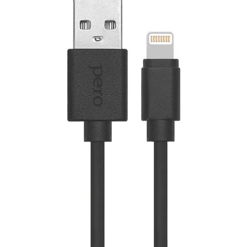Кабель PERO DC-03, Lightning (m) - USB (m), 1м, черный [prdc-038p1mb]