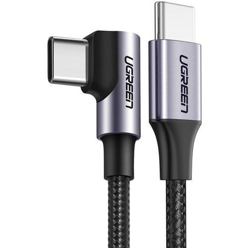 Кабель UGREEN US255, USB Type-C (m) - USB Type-C (m), 0.5м, 3A, серый / черный [50122]