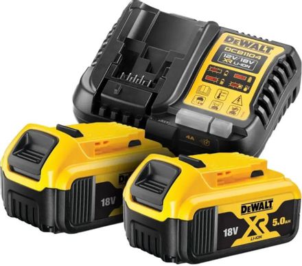 Батарея аккумуляторная DeWALT DCB1104P2, 18В, 5Ач, Li-Ion, ЗУ в комплекте